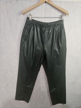 Zara Dark Green Faux Leather Jogger Pants Size S